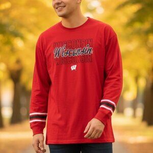 836 MENS 3X RED WISCONSIN LONG SLEEVE TEE BY FANATICS